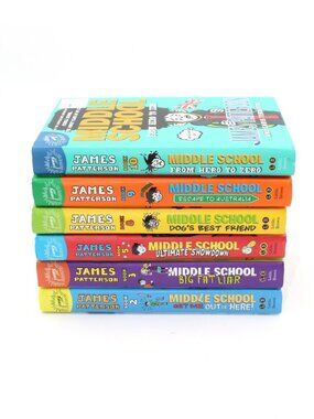 Lot of 6 James Patterson "Middle School" Series Books 2,3,5,8-10 Hardcover NEW
